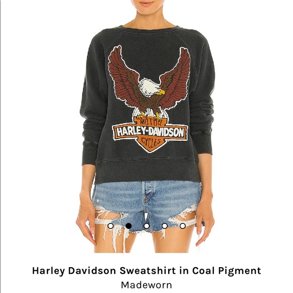 Madeworn Harley Davidson Sweatshirt in Coal Pigment XS
